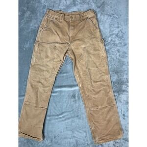 VTG Carhartt Men's Tan Canvas Work Pants Double Knee Original Fit 32x30